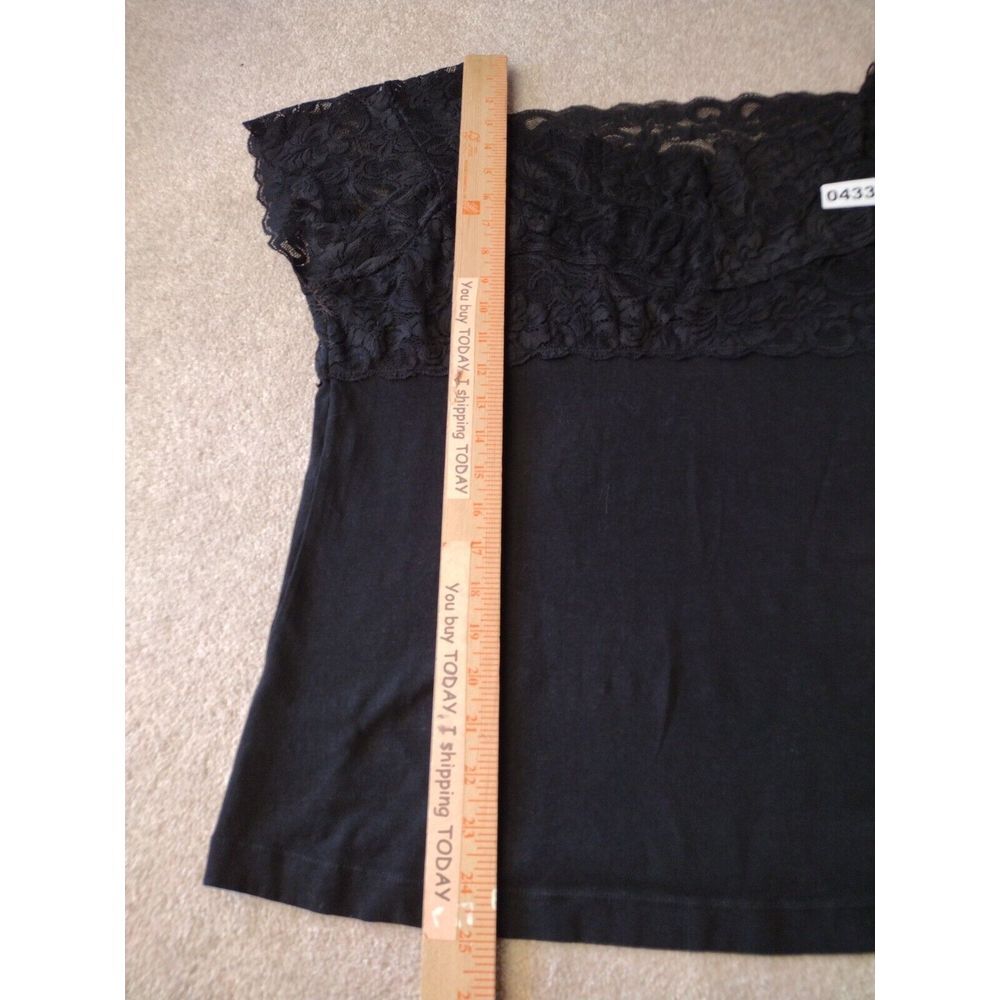 Torrid Blouse Woman 3 (3X) Black Lace Short Sleeves Stretch Cropped Party Casual - Picture 4 of 7